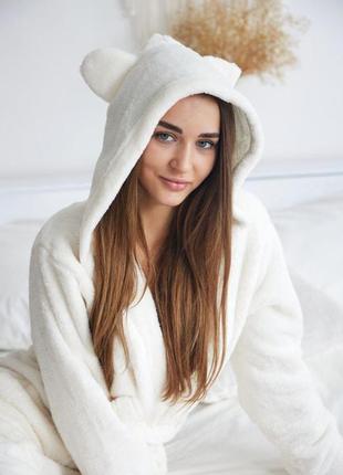Теплый махровый халат для девочки мишка с ушками о 6 до 16 лет xs,s,m,l4 фото