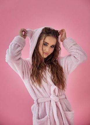 Теплый махровый халат для девочки мишка с ушками о 8 до 16 лет xs,s,m,l
