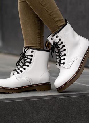 Весенние ботинки dr.martens 1460 white женские демисезон ботинки доктор мартинс белые, осенние, ботинки жіночі мартінс білі1 фото