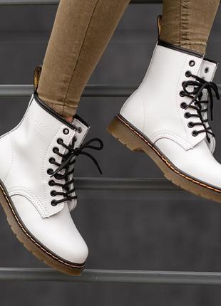 Весенние ботинки dr.martens 1460 white женские демисезон ботинки доктор мартинс белые, осенние, ботинки жіночі мартінс білі7 фото