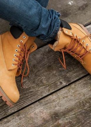 Черевики timberland brown, зимові з хутром