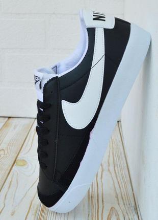 Nike blazer чорні з білим кросівки чоловічі шкіряні найк блейзер кеди5 фото