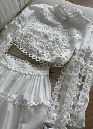 Костюм в стиле zimmermann топ юбка органза белый нарядный8 фото