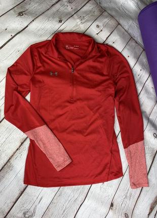 Беговая женская красная спортивная тренировочная кофта свитшот термо лонгслив under armour2 фото