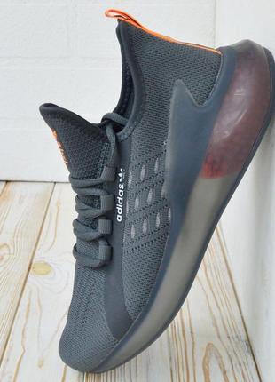 Adidas boost кросівки чоловічі літні сіткою сірі з помаранчевим адідас буст6 фото