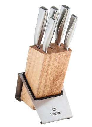 Набор ножей на деревянной подставке vinzer rock (50121)5 фото