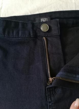 Базовые женские темно-синие стрейчевые джинсы скинни с высокой талией6 фото