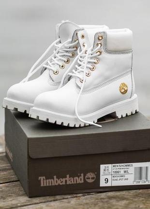 Timberland winter white, жіночі черевики тімберленд з хутром, білі зимові