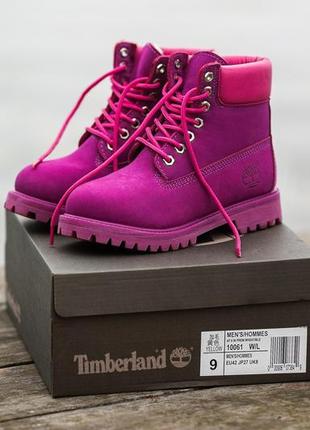 💜timberland neon pink/purple💜шикарні жіночі черевики тімберленд зимові з хутром1 фото