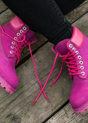 💜timberland neon pink/purple💜шикарні жіночі черевики тімберленд зимові з хутром2 фото