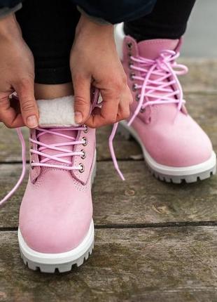 🌺timberland pink🌺зимние ботинки тимберленд с мехом, женские розовые2 фото