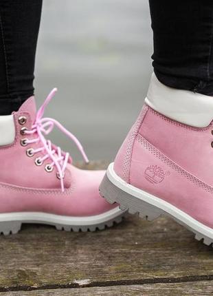 🌺timberland pink🌺зимние ботинки тимберленд с мехом, женские розовые5 фото