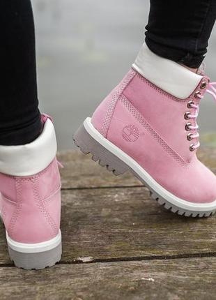 🌺timberland pink🌺зимние ботинки тимберленд с мехом, женские розовые6 фото