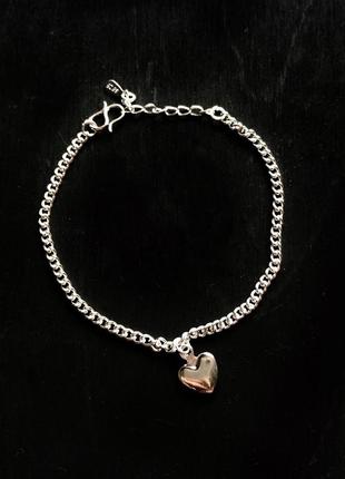 Серебряное покрытие 925 проби браслет женский серебряный сердце сердечко2 фото
