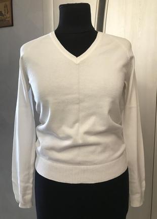 Чzбазовый пуловер белый размер xxs-m пог-44 длина рукава от горловины-70 см