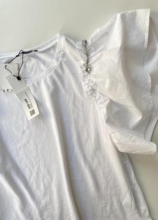 Блузка zara зара белая с объемными рукавами размер s с2 фото