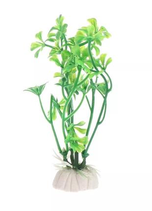 Искусственные растения в аквариум и террариум зеленого цвета - высота 11см, пластик