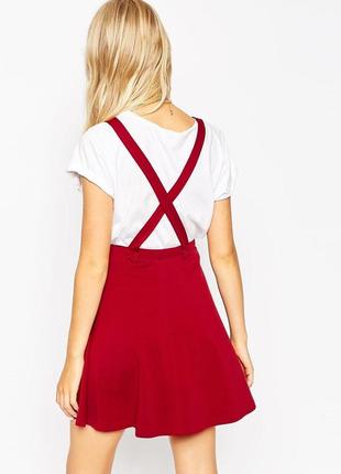 Красная трикотажная юбка на лямках asos