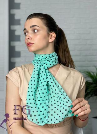 Жіночий шарф в горошок ментоловий - розмір шарфа 140*24см, шифон