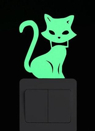Люминесцентная наклейка "кот" - 10*10см