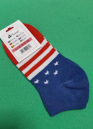 Шкарпетки жіночі короткі синій + червоний - 36-41 розмір, 80% бавовна, 20% поліамід