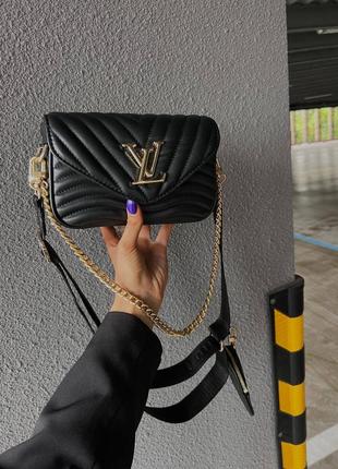 Сумка louis vuitton wave multi pochette black/gold