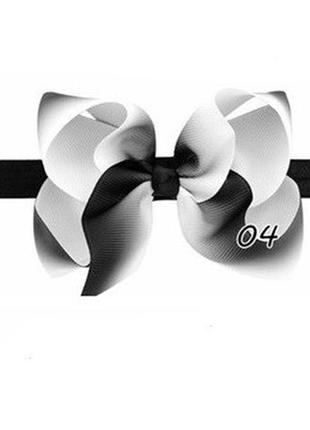Черно-белая повязочка для детей - окружность 34-50см, размер банта 11см