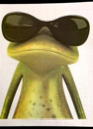 Наклейка для будинку і автомобіля "жаба в чорних окулярах" - 15*12см