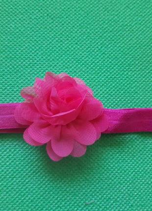 Пов'язка для дівчинки малинова - розмір квітки 5,5 см, розмір універсальний (на резинці)
