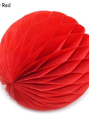 Бумажный красный шар "соты" - диаметр 20см