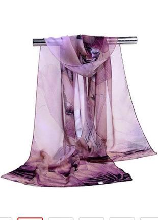Жіночий шарф бузковий - розмір шарфа приблизно 145*46см, шифон