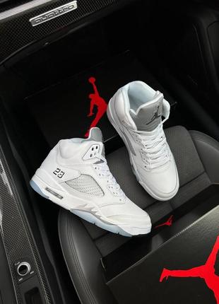 Nike air jordan 5 retro white silver reflective