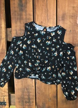 Детская блуза в цветочный принт primark (примарк 9-10 лет 134-140 см идеал оригинал разноцветная)