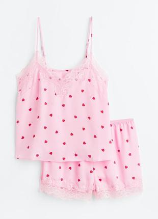 Жіноча піжама-ножечка майка шорти в сердечка h&amp;m