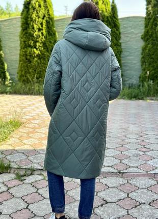 Женское зимнее пальто больших размеров цвет изумруд xl-6xl3 фото