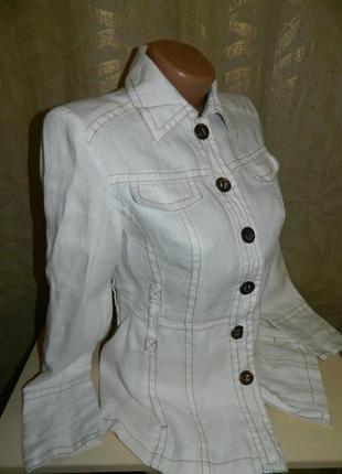 Куртка пиджак женская белая на пуговицах размер 42-44 zara basic.2 фото