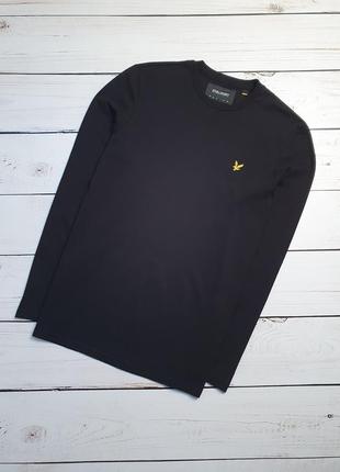 Мужской черный коттоновый лонгслив lyle scott / легкая кофта