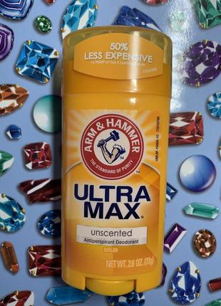 Твёрдый дезодорант-антиперспирант ultramax от arm&hammer (сша) без запаха 73 г.1 фото