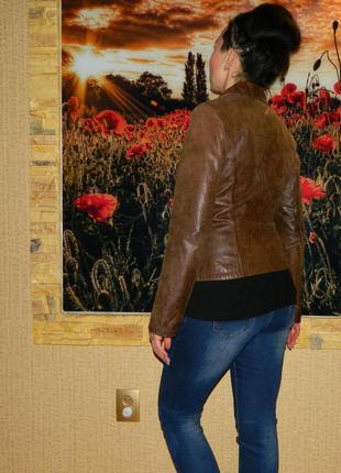 Пиджак женский коричневый натуральная кожа castro concept размер 42-44.10 фото