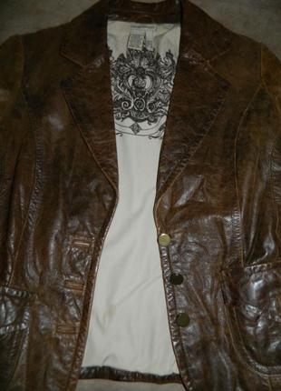 Пиджак женский коричневый натуральная кожа castro concept размер 42-44.5 фото