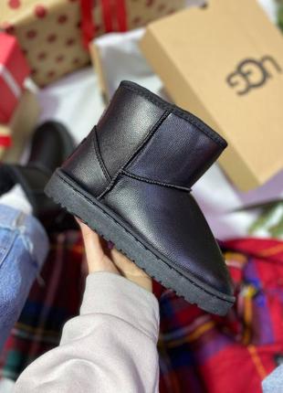 Угги ugg mini black leather