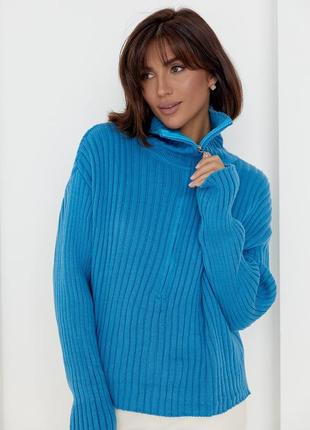 Женский свитер с молнией на воротнике3 фото