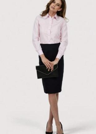 Нежно розовая рубашка из поплина zara basic офисная приталенная женская рубашка1 фото