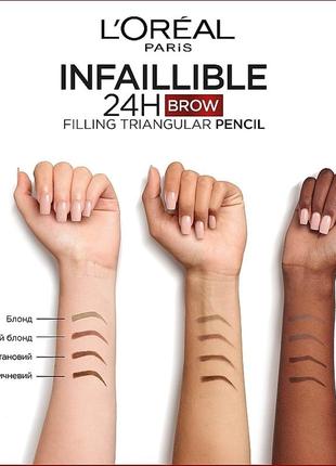 Карандаш для бровей 5.23 l'oreal paris infaillible brows 24h filling triangular pencil