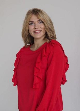 Жіноча блуза червоного кольору із софту батал 48 50 розмір