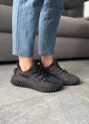 Кроссовки adidas yeezy boost 350 black (рефлектив шнурки)❗️