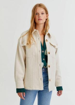 Рубашка оверсайз, полупальто pull &amp; bear🤎