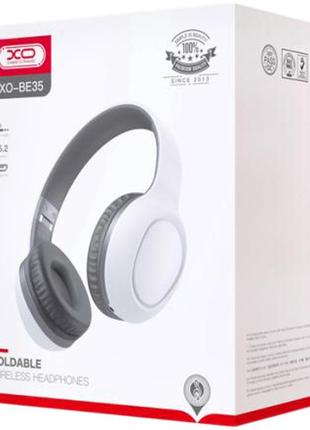 Бездротові bluetooth навушники xo be35 білі з сірим1 фото