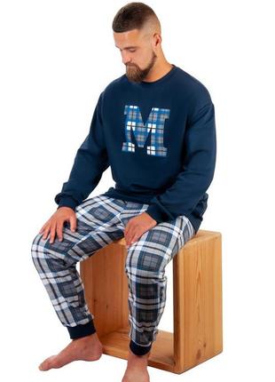 Чоловіча тепла піжама з начосом, утеплений домашній комплект для чоловіків, мужская тёплая пижама6 фото