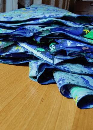 Яркая ткань с синими цветами, летняя ткань (  20 м) похожа на ситец2 фото